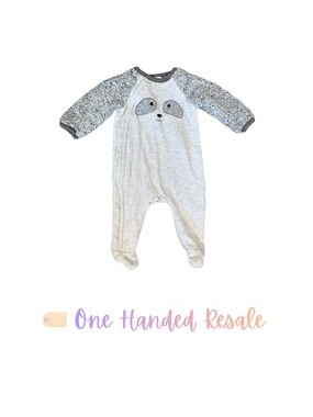🦝 Absorba Gray Racoon Face Warm One Piece Footed Sleeper Footie Pajamas 3-6M